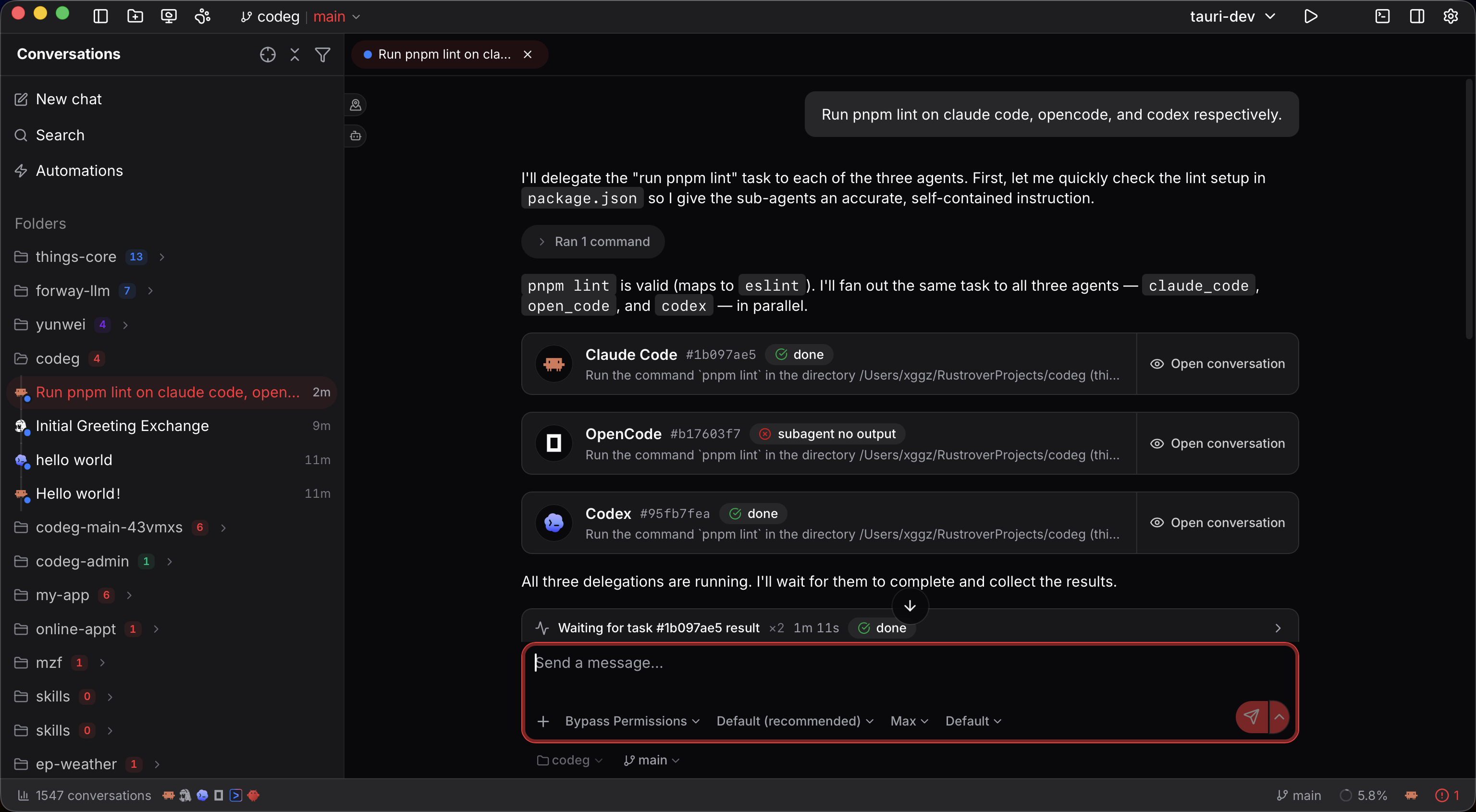 Multi-agent collaboration in Codeg