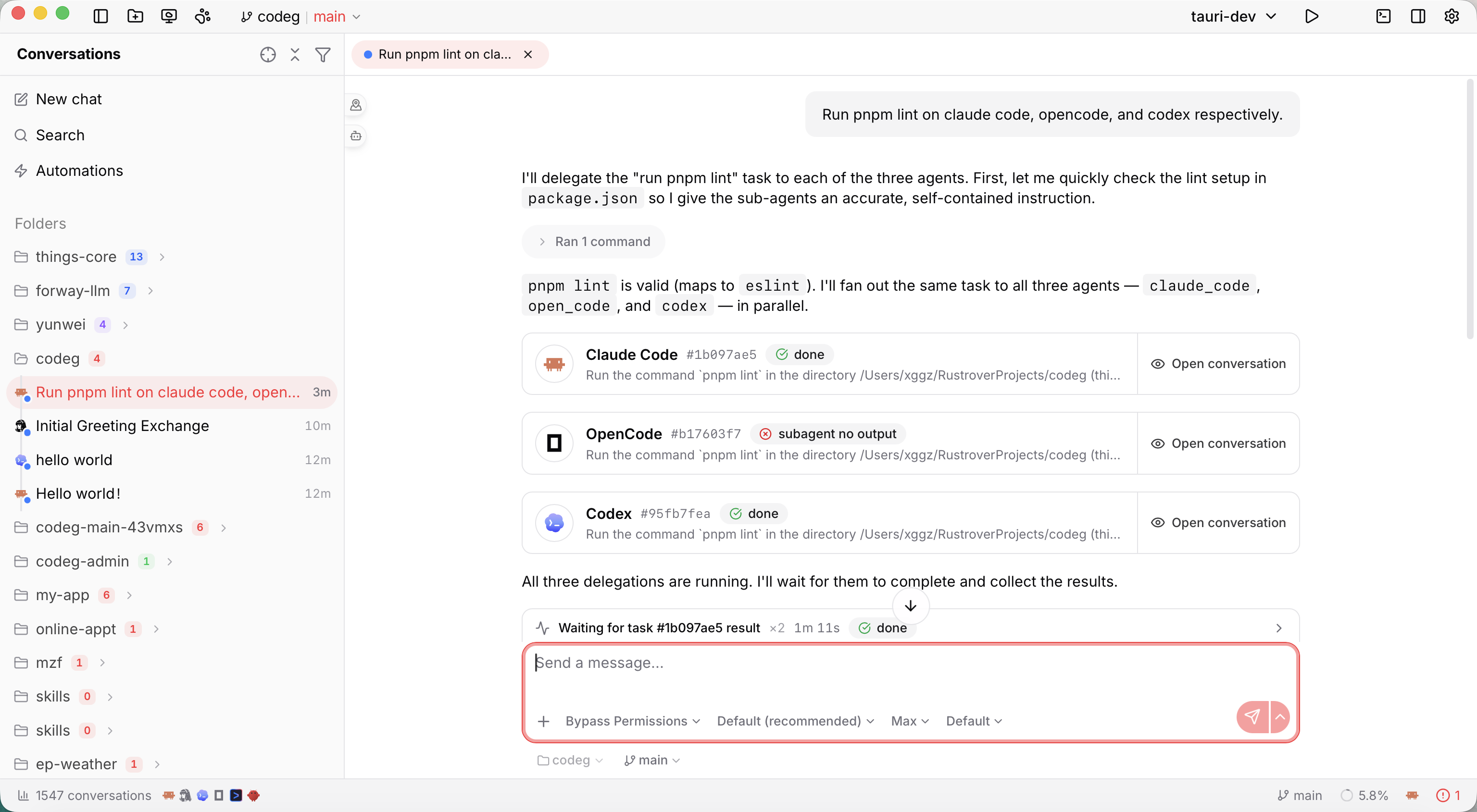 Multi-agent collaboration in Codeg